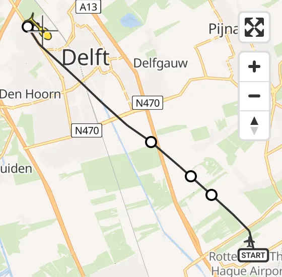 Vlucht Traumahelikopter PH-UMC van Rotterdam The Hague Airport naar Rijswijk op zaterdag 10 mei 2025 10:22