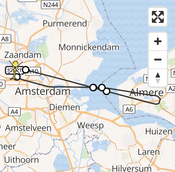 Vlucht Traumahelikopter PH-DOC van Amsterdam Heliport naar Amsterdam Heliport op zaterdag 10 mei 2025 12:36