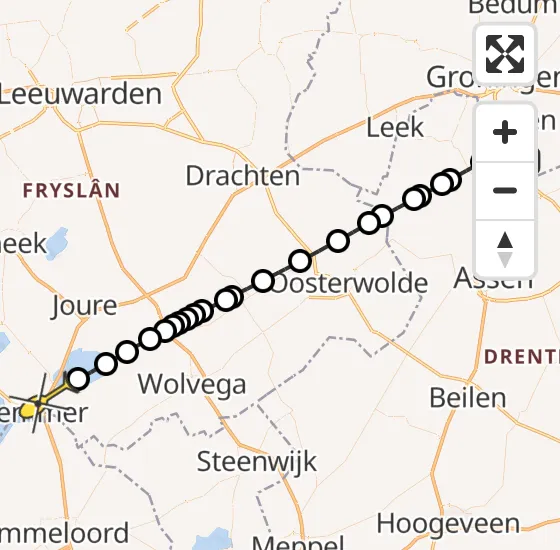 Vlucht Traumahelikopter PH-HVB van Groningen Airport Eelde naar Oosterzee op zaterdag 10 mei 2025 13:31