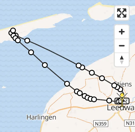 Vlucht Ambulancehelikopter PH-HOW van Vliegbasis Leeuwarden naar Vliegbasis Leeuwarden op zaterdag 10 mei 2025 13:53