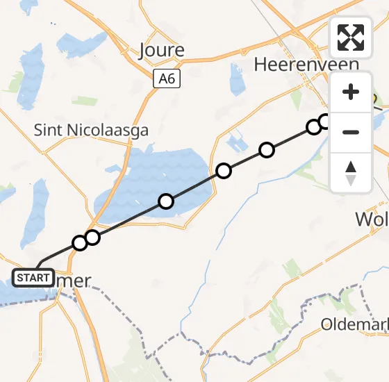 Vlucht Traumahelikopter PH-HVB van Lemmer naar Oudeschoot op zaterdag 10 mei 2025 14:17