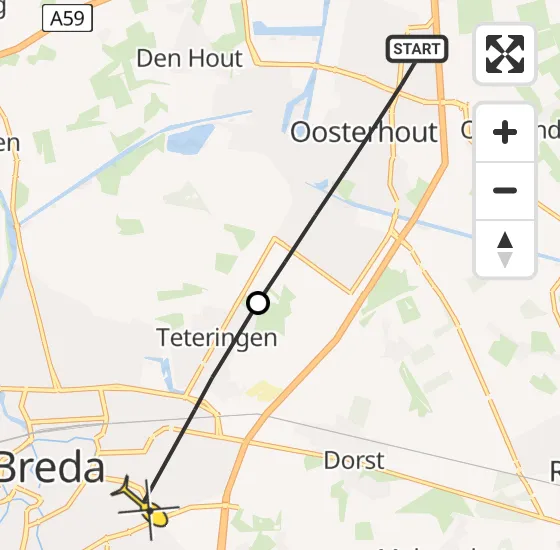 Vlucht Traumahelikopter PH-UMC van Oosterhout naar Breda op zaterdag 10 mei 2025 15:41