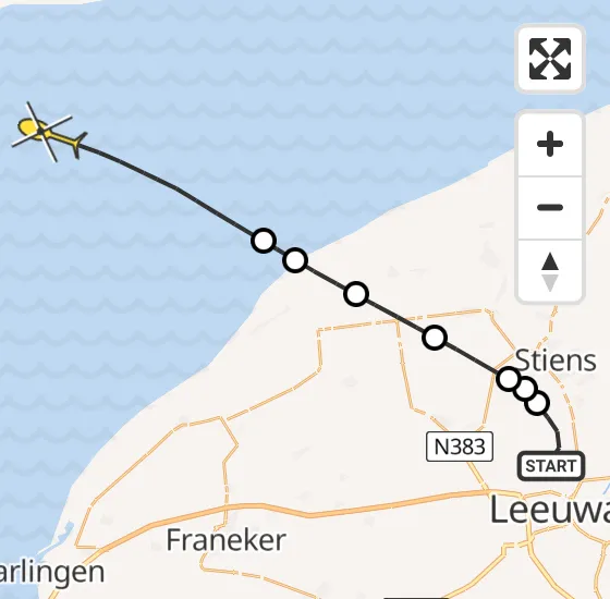 Vlucht Ambulancehelikopter PH-HOW van Vliegbasis Leeuwarden naar Oosterend op zaterdag 10 mei 2025 15:44