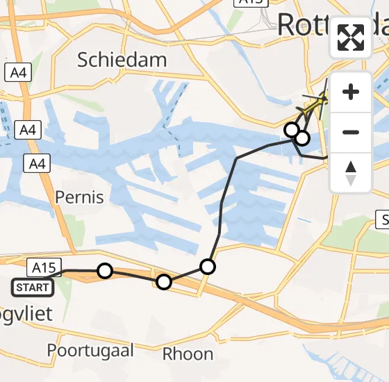 Vlucht Traumahelikopter PH-DOC van Hoogvliet naar Erasmus MC op zaterdag 10 mei 2025 16:54