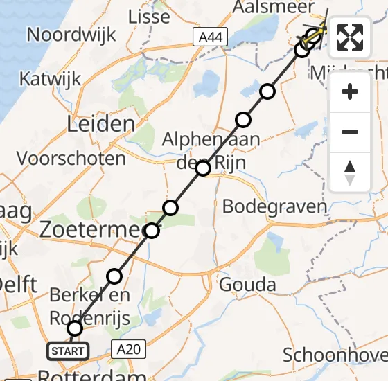 Vlucht Traumahelikopter PH-UMC van Rotterdam The Hague Airport naar Uithoorn op zaterdag 10 mei 2025 17:22