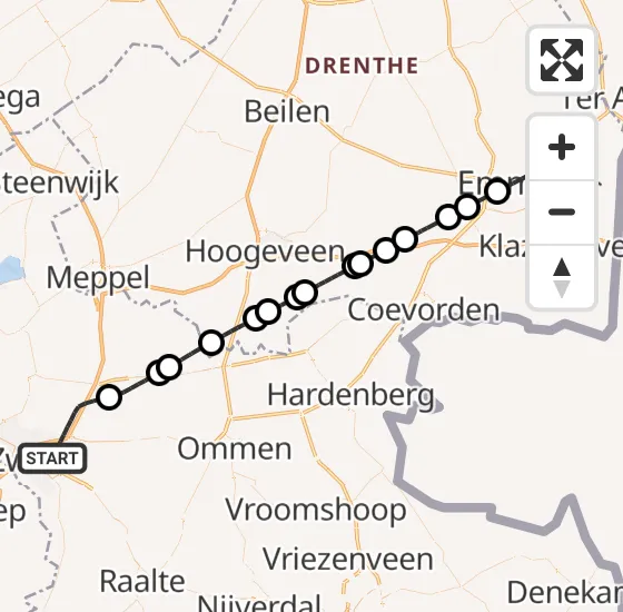 Vlucht Traumahelikopter PH-HVB van Zwolle naar Emmer-Compascuum op zaterdag 10 mei 2025 19:08