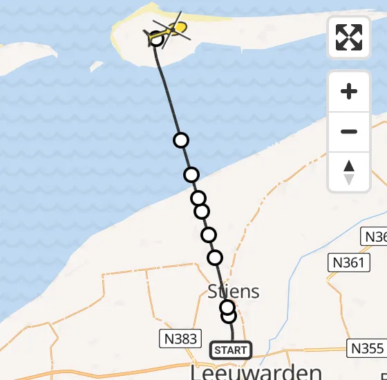 Vlucht Ambulancehelikopter PH-HOW van Vliegbasis Leeuwarden naar Ameland Airport Ballum op zaterdag 10 mei 2025 20:13