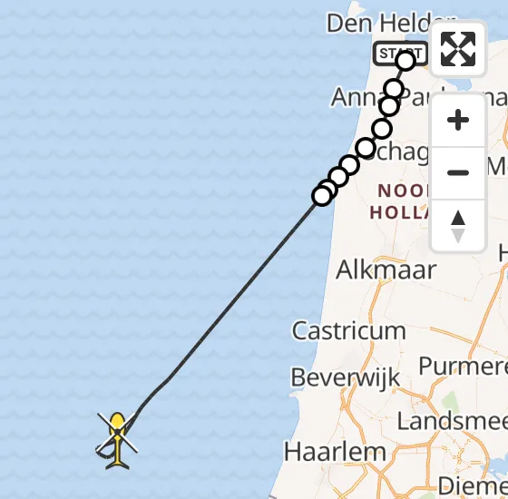Vlucht Kustwachthelikopter PH-SAR van Vliegveld De Kooy naar  op zondag 11 mei 2025 0:27