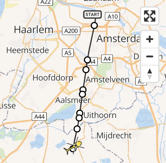 Vlucht Traumahelikopter PH-DOC van Amsterdam Heliport naar Ter Aar op zondag 11 mei 2025 1:22