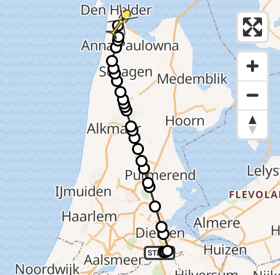 Vlucht Kustwachthelikopter PH-SAR van Academisch Medisch Centrum (AMC) naar Vliegveld De Kooy op zondag 11 mei 2025 1:57