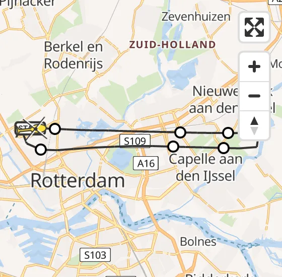Vlucht Traumahelikopter PH-UMC van Rotterdam The Hague Airport naar Rotterdam The Hague Airport op zondag 11 mei 2025 8:43