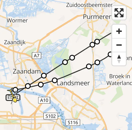 Vlucht Traumahelikopter PH-DOC van Amsterdam Heliport naar Amsterdam Heliport op zondag 11 mei 2025 12:07