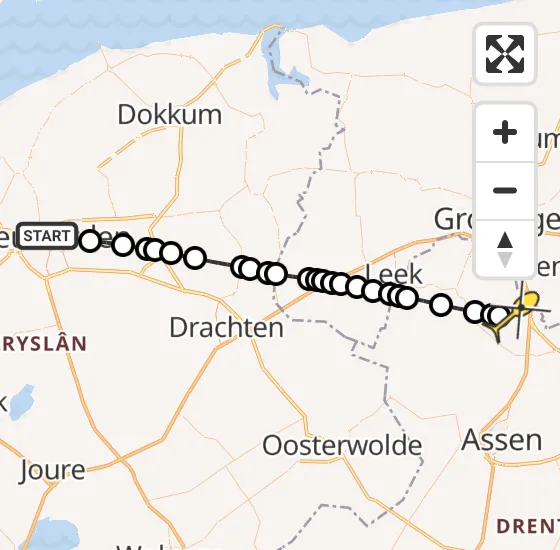 Vlucht Traumahelikopter PH-HVB van Leeuwarden naar Groningen Airport Eelde op zondag 11 mei 2025 13:05