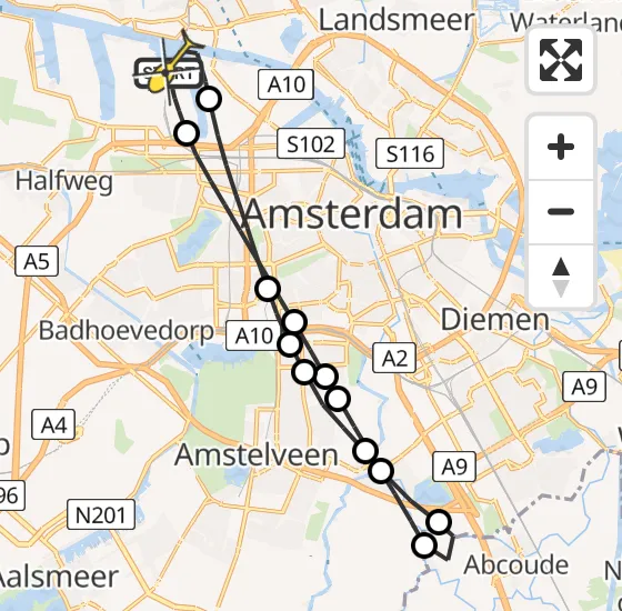Vlucht Traumahelikopter PH-DOC van Amsterdam Heliport naar Amsterdam Heliport op zondag 11 mei 2025 14:52