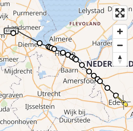 Vlucht Traumahelikopter PH-DOC van Amsterdam Heliport naar Ede op zondag 11 mei 2025 16:23