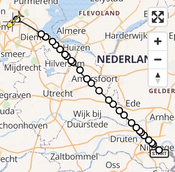 Vlucht Traumahelikopter PH-DOC van Radboud Universitair Medisch Centrum naar Amsterdam Heliport op zondag 11 mei 2025 17:25