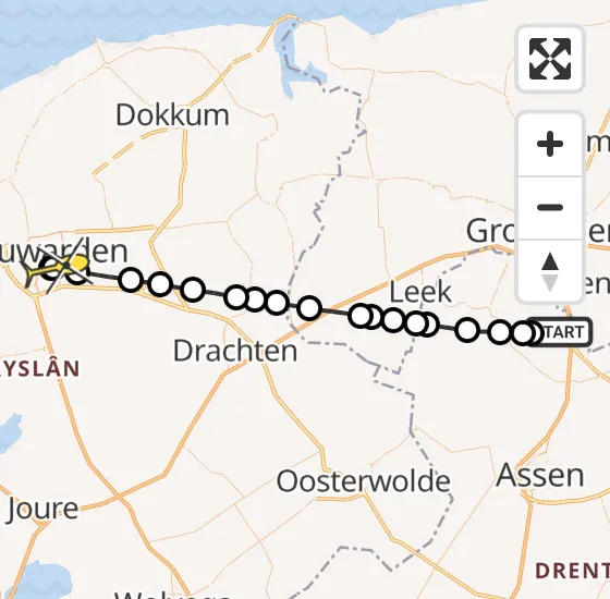 Vlucht Traumahelikopter PH-HVB van Groningen Airport Eelde naar Leeuwarden op zondag 11 mei 2025 18:24