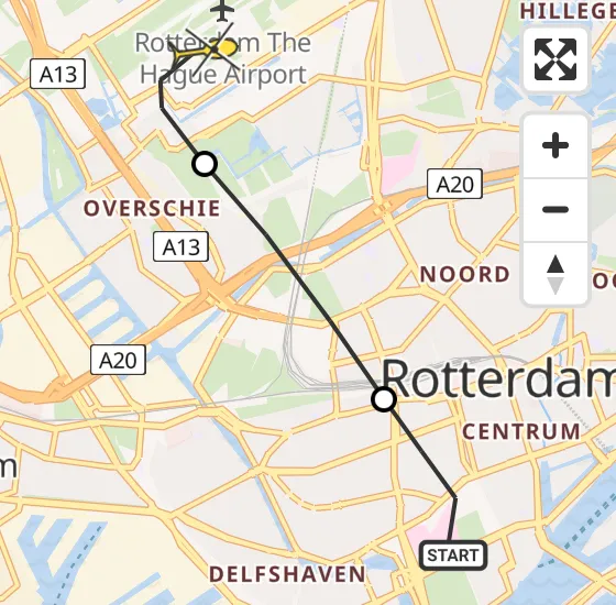 Vlucht Traumahelikopter PH-TTR van Erasmus MC naar Rotterdam The Hague Airport op zondag 11 mei 2025 19:05