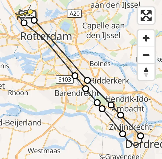 Vlucht Traumahelikopter PH-TTR van Rotterdam The Hague Airport naar Rotterdam The Hague Airport op zondag 11 mei 2025 19:21