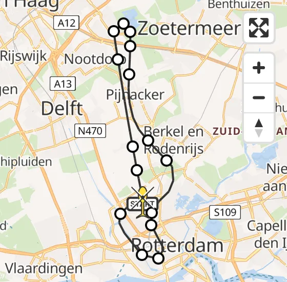 Vlucht Traumahelikopter PH-TTR van Rotterdam The Hague Airport naar Rotterdam The Hague Airport op zondag 11 mei 2025 21:21