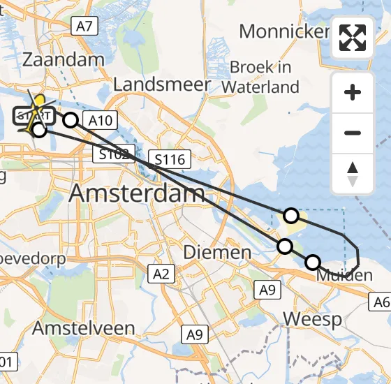 Vlucht Traumahelikopter PH-DOC van Amsterdam Heliport naar Amsterdam Heliport op zondag 11 mei 2025 21:40