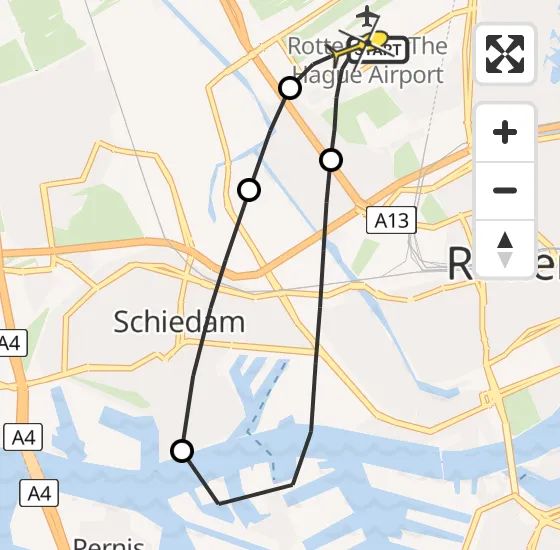 Vlucht Traumahelikopter PH-TTR van Rotterdam The Hague Airport naar Rotterdam The Hague Airport op maandag 12 mei 2025 4:34
