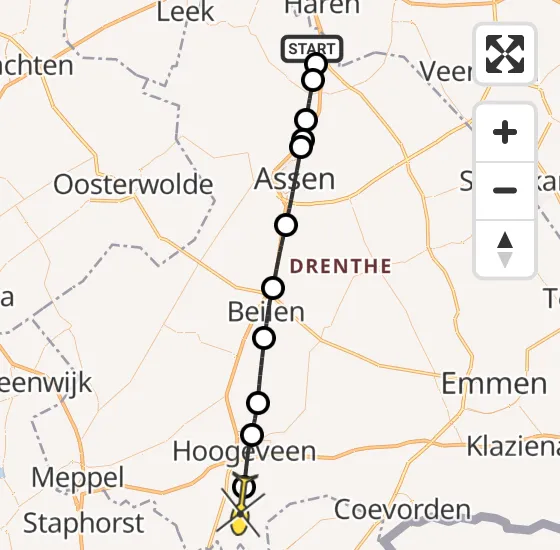 Vlucht Traumahelikopter PH-HVB van Groningen Airport Eelde naar Kerkenveld op maandag 12 mei 2025 9:33