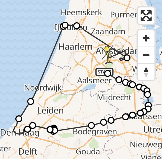 Vlucht Politiehelikopter PH-PXA van Aalsmeer naar Amsterdam op maandag 12 mei 2025 9:42
