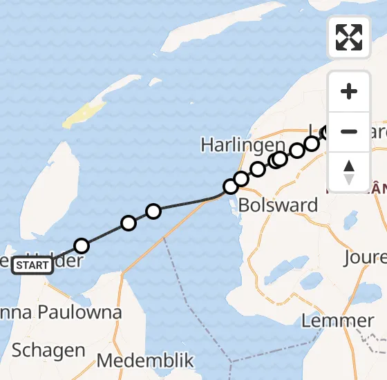 Vlucht Ambulancehelikopter PH-HOW van Den Helder naar Vliegbasis Leeuwarden op maandag 12 mei 2025 12:25