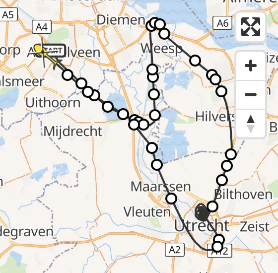 Vlucht Politiehelikopter PH-PXA van Amstelveen naar Aalsmeer op maandag 12 mei 2025 13:02