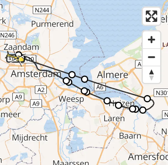 Vlucht Traumahelikopter PH-DOC van Amsterdam Heliport naar Amsterdam Heliport op maandag 12 mei 2025 13:12