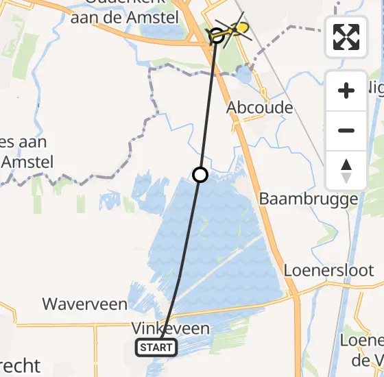 Vlucht Traumahelikopter PH-DOC van Vinkeveen naar Academisch Medisch Centrum (AMC) op maandag 12 mei 2025 14:12