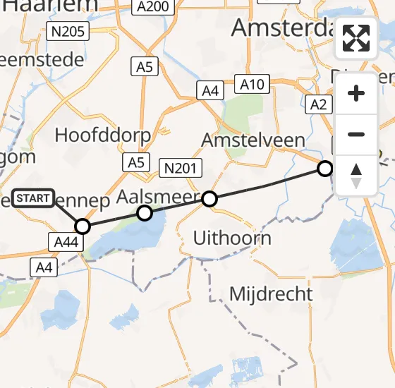 Vlucht Traumahelikopter PH-TTR van Nieuw-Vennep naar Academisch Medisch Centrum (AMC) op maandag 12 mei 2025 14:49