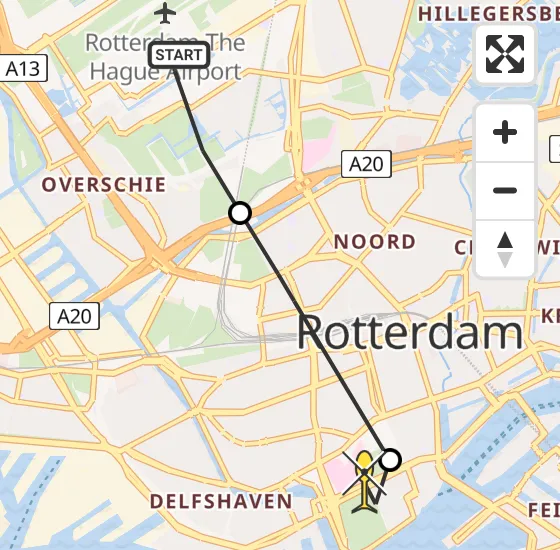 Vlucht Traumahelikopter PH-TTR van Rotterdam The Hague Airport naar Erasmus MC op maandag 12 mei 2025 16:15