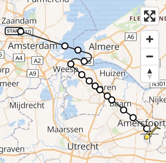Vlucht Traumahelikopter PH-DOC van Amsterdam Heliport naar Leusden op maandag 12 mei 2025 20:05