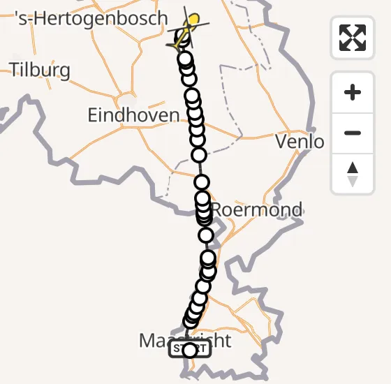 Vlucht Traumahelikopter PH-LLN van Maastricht UMC+ naar Vliegbasis Volkel op maandag 12 mei 2025 20:51