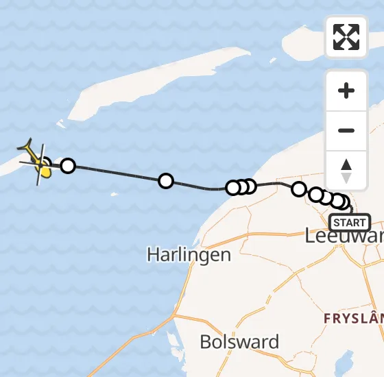 Vlucht Ambulancehelikopter PH-HOW van Vliegbasis Leeuwarden naar Vlieland Heliport op maandag 12 mei 2025 20:53