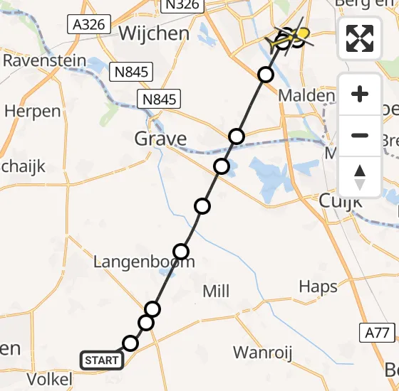 Vlucht Traumahelikopter PH-LLN van Vliegbasis Volkel naar Nijmegen op dinsdag 13 mei 2025 7:29