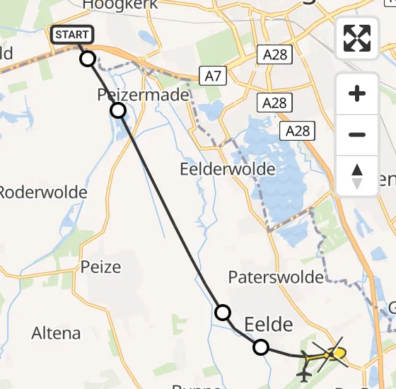 Vlucht Traumahelikopter PH-HVB van Groningen naar Groningen Airport Eelde op dinsdag 13 mei 2025 8:15