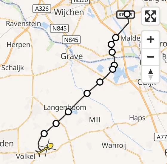 Vlucht Traumahelikopter PH-LLN van Nijmegen naar Vliegbasis Volkel op dinsdag 13 mei 2025 8:15
