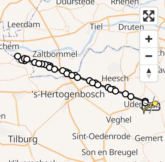 Vlucht Traumahelikopter PH-LLN van Vliegbasis Volkel naar Vliegbasis Volkel op dinsdag 13 mei 2025 12:04