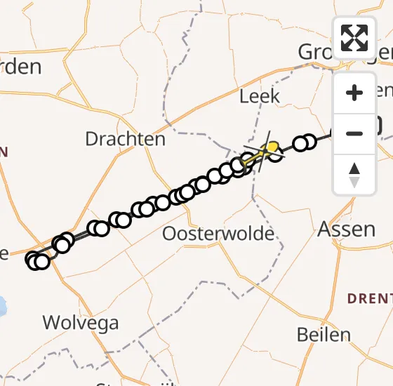 Vlucht Traumahelikopter PH-HVB van Groningen Airport Eelde naar Een op dinsdag 13 mei 2025 14:15