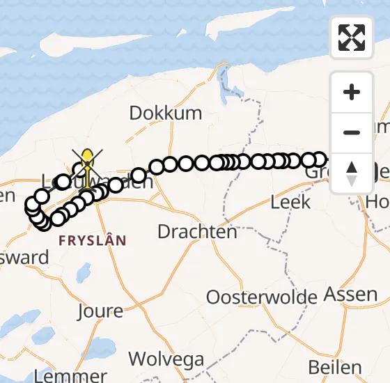 Vlucht Ambulancehelikopter PH-HOW van Universitair Medisch Centrum Groningen naar Vliegbasis Leeuwarden op dinsdag 13 mei 2025 14:58