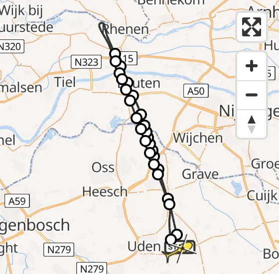 Vlucht Traumahelikopter PH-LLN van Vliegbasis Volkel naar Vliegbasis Volkel op dinsdag 13 mei 2025 15:02