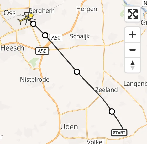 Vlucht Traumahelikopter PH-LLN van Vliegbasis Volkel naar Oss op dinsdag 13 mei 2025 16:55