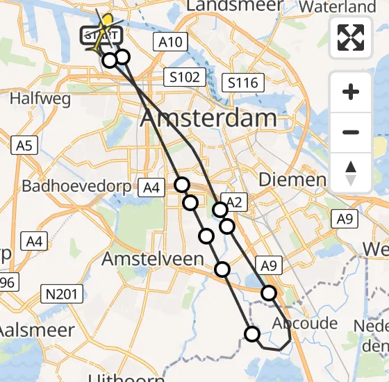 Vlucht Traumahelikopter PH-DOC van Amsterdam Heliport naar Amsterdam Heliport op dinsdag 13 mei 2025 17:10