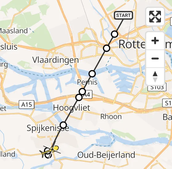 Vlucht Traumahelikopter PH-UMC van Rotterdam The Hague Airport naar Spijkenisse op dinsdag 13 mei 2025 17:38