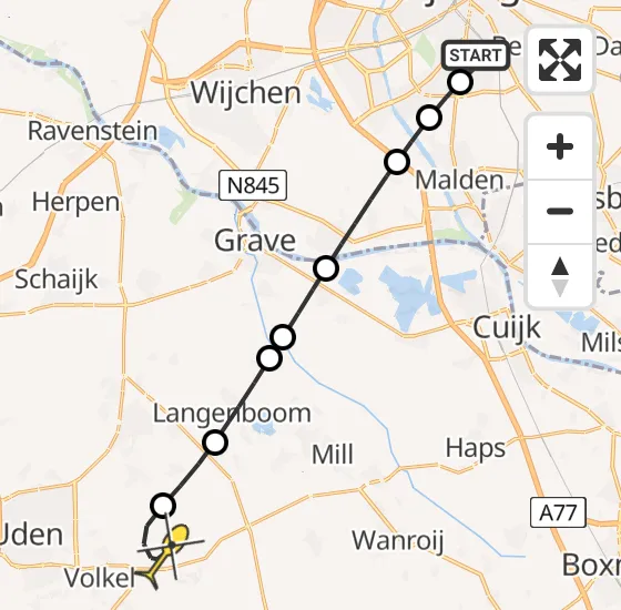 Vlucht Traumahelikopter PH-LLN van Radboud Universitair Medisch Centrum naar Vliegbasis Volkel op dinsdag 13 mei 2025 19:45