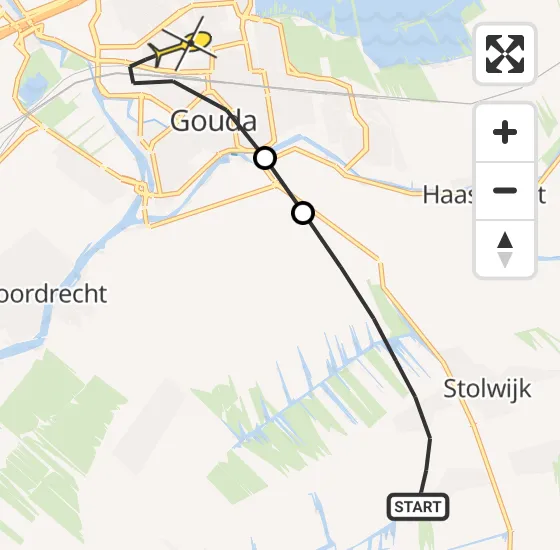 Vlucht Traumahelikopter PH-UMC van Stolwijk naar Gouda op woensdag 14 mei 2025 8:34