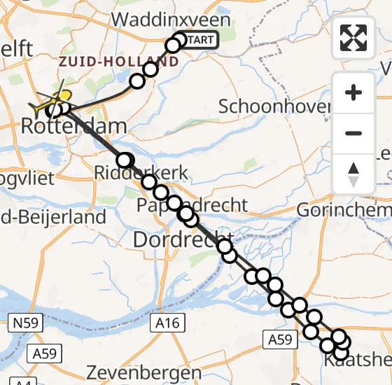 Vlucht Traumahelikopter PH-UMC van Gouda naar Rotterdam The Hague Airport op woensdag 14 mei 2025 8:58